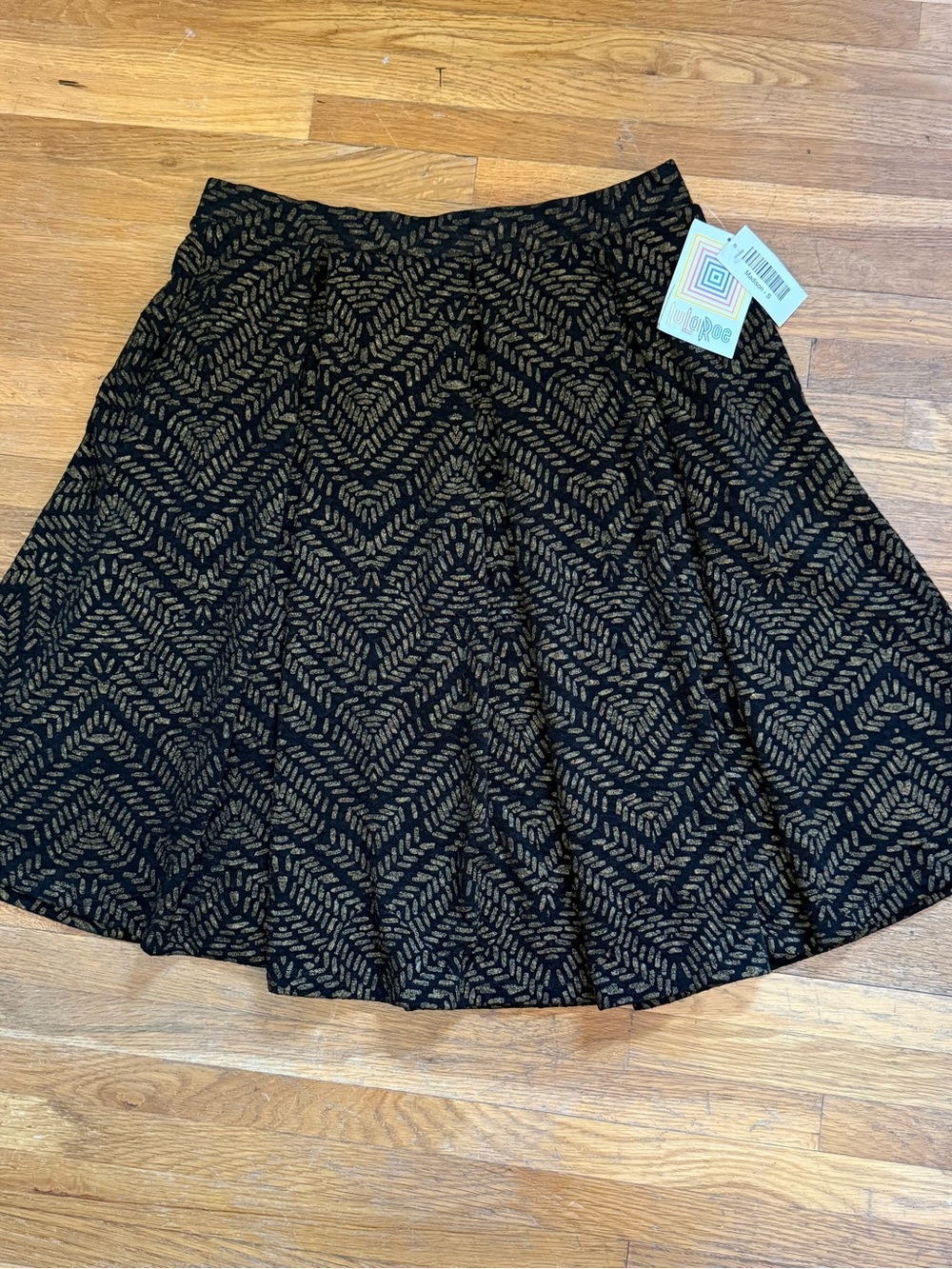Madison Skirt, Black & Metallic Gold Print